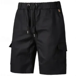 Best OUKU Men's Cargo Shorts Shorts Bermuda shorts Drawstring Multi Pocket Plain Outdoor Sports Knee Length Outdoor Daily Fashion Casual Slim Black Navy Blue Inelastic