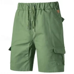 Best OUKU Men's Cargo Shorts Shorts Bermuda shorts Drawstring Multi Pocket Plain Outdoor Sports Knee Length Outdoor Daily Fashion Casual Slim Black Navy Blue Inelastic