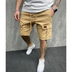 Sale OUKU Men's Cargo Shorts Shorts Work Shorts Multi Pocket Plain Wearable Short Outdoor Daily Going out Fashion Classic Black Yellow