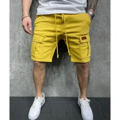 Sale OUKU Men's Cargo Shorts Shorts Work Shorts Multi Pocket Plain Wearable Short Outdoor Daily Going out Fashion Classic Black Yellow