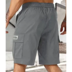OUKU Men's Cargo Shorts Shorts Summer Shorts Drawstring Elastic Waist Multi Pocket Plain Comfort Wearable Knee Length Outdoor Sport Daily Fashion Casual Black Khaki