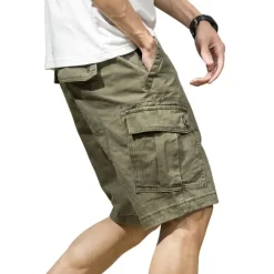 Hot OUKU Men's Cargo Shorts Shorts Summer Shorts Drawstring Elastic Waist Multi Pocket Plain Wearable Short Outdoor Casual Daily Fashion Designer Black Army Green