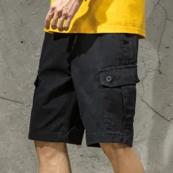 Hot OUKU Men's Cargo Shorts Shorts Summer Shorts Drawstring Elastic Waist Multi Pocket Plain Wearable Short Outdoor Casual Daily Fashion Designer Black Army Green