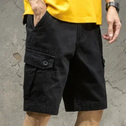 Hot OUKU Men's Cargo Shorts Shorts Summer Shorts Drawstring Elastic Waist Multi Pocket Plain Wearable Short Outdoor Casual Daily Fashion Designer Black Army Green