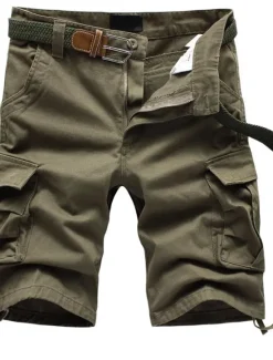 Best OUKU Men's Cargo Shorts Shorts Hiking Shorts Multi Pocket Straight Leg 6 Pocket Solid Color Wearable No-Iron Short Casual Daily Chino Loose ArmyGreen Black High Waist Inelastic