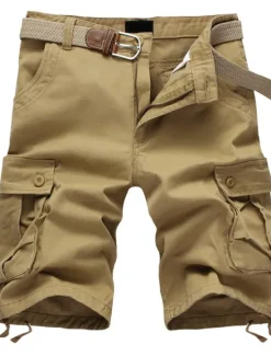 Best OUKU Men's Cargo Shorts Shorts Hiking Shorts Multi Pocket Straight Leg 6 Pocket Solid Color Wearable No-Iron Short Casual Daily Chino Loose ArmyGreen Black High Waist Inelastic