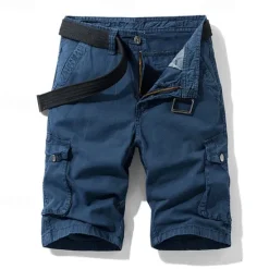 OUKU Men's Cargo Shorts Shorts Zipper Pocket Plain Breathable Soft Casual Weekend Fashion Streetwear Black Blue Micro-elastic