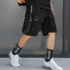 Clearance OUKU Men's Cargo Shorts Shorts Casual Shorts Techwear Flap Pocket Buckle Strap Plain Comfort Breathable Outdoor Daily Going out Fashion Streetwear Black
