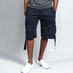 Sale OUKU Men's Cargo Shorts Shorts Pocket Drawstring Elastic Waist Plain Comfort Breathable Knee Length Outdoor Vacation Sport Casual Black White
