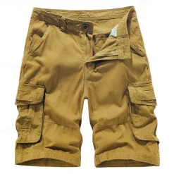 Best OUKU Men's Cargo Shorts Shorts Summer Shorts Multi Pocket Flap Pocket Plain Comfort Wearable Knee Length Outdoor Sport Daily Fashion Casual Black Navy Blue