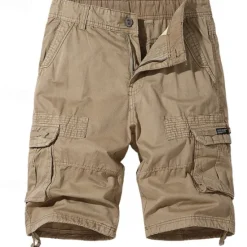 Best OUKU Men's Cargo Shorts Shorts Work Shorts Button Multi Pocket Plain Wearable Short Outdoor Daily Going out Cotton Blend Fashion Classic Black Dark Green