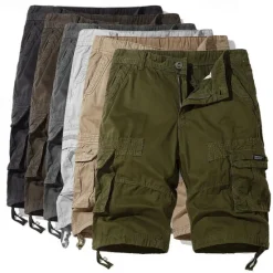 Best OUKU Men's Cargo Shorts Shorts Work Shorts Button Multi Pocket Plain Wearable Short Outdoor Daily Going out Cotton Blend Fashion Classic Black Dark Green