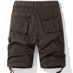 Best OUKU Men's Cargo Shorts Shorts Work Shorts Button Multi Pocket Plain Wearable Short Outdoor Daily Going out Cotton Blend Fashion Classic Black Dark Green