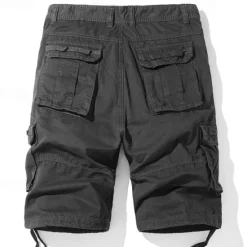 Best OUKU Men's Cargo Shorts Shorts Work Shorts Button Multi Pocket Plain Wearable Short Outdoor Daily Going out Cotton Blend Fashion Classic Black Dark Green