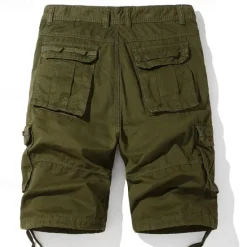 Best OUKU Men's Cargo Shorts Shorts Work Shorts Button Multi Pocket Plain Wearable Short Outdoor Daily Going out Cotton Blend Fashion Classic Black Dark Green