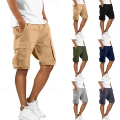 Outlet OUKU Men's Cargo Shorts Shorts Summer Shorts Multi Pocket Flap Pocket Plain Comfort Wearable Knee Length Outdoor Sport Daily Fashion Casual Black Navy Blue