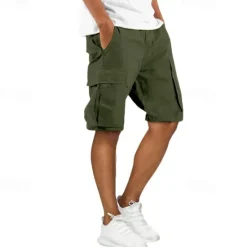 Outlet OUKU Men's Cargo Shorts Shorts Summer Shorts Multi Pocket Flap Pocket Plain Comfort Wearable Knee Length Outdoor Sport Daily Fashion Casual Black Navy Blue