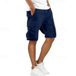 Outlet OUKU Men's Cargo Shorts Shorts Summer Shorts Multi Pocket Flap Pocket Plain Comfort Wearable Knee Length Outdoor Sport Daily Fashion Casual Black Navy Blue