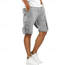Outlet OUKU Men's Cargo Shorts Shorts Summer Shorts Multi Pocket Flap Pocket Plain Comfort Wearable Knee Length Outdoor Sport Daily Fashion Casual Black Navy Blue