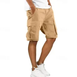 Outlet OUKU Men's Cargo Shorts Shorts Summer Shorts Multi Pocket Flap Pocket Plain Comfort Wearable Knee Length Outdoor Sport Daily Fashion Casual Black Navy Blue