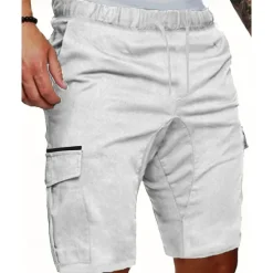 Online OUKU Men's Cargo Shorts Shorts Summer Shorts Drawstring Elastic Waist Multi Pocket Plain Comfort Wearable Knee Length Outdoor Sport Daily Fashion Casual Black White