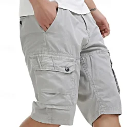 Clearance OUKU Men's Cargo Shorts Shorts Work Shorts Button Multi Pocket Plain Wearable Short Outdoor Daily Going out Fashion Classic Black Army Green