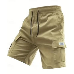 Clearance OUKU Men's Cargo Shorts Shorts Summer Shorts Drawstring Elastic Waist Multi Pocket Plain Comfort Wearable Short Outdoor Sport Daily Fashion Casual Black Khaki