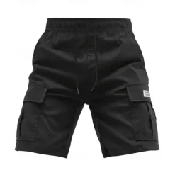Clearance OUKU Men's Cargo Shorts Shorts Summer Shorts Drawstring Elastic Waist Multi Pocket Plain Comfort Wearable Short Outdoor Sport Daily Fashion Casual Black Khaki