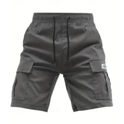 Clearance OUKU Men's Cargo Shorts Shorts Summer Shorts Drawstring Elastic Waist Multi Pocket Plain Comfort Wearable Short Outdoor Sport Daily Fashion Casual Black Khaki