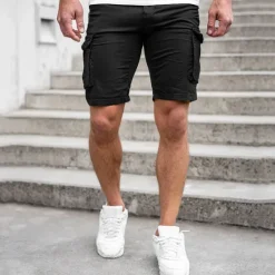 Outlet OUKU Men's Cargo Shorts Summer Shorts Flap Pocket Plain Comfort Breathable Outdoor Daily Going out Fashion Casual Black Blue