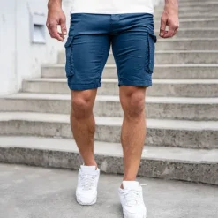 Outlet OUKU Men's Cargo Shorts Summer Shorts Flap Pocket Plain Comfort Breathable Outdoor Daily Going out Fashion Casual Black Blue