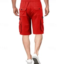 OUKU Men's Cargo Shorts Sweat Shorts Drawstring Elastic Waist Plain Breathable Soft Casual Weekend Fashion Streetwear Loose Fit Denim Blue Black Micro-elastic