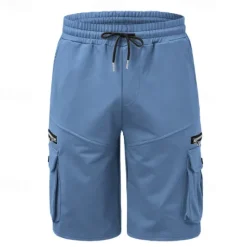 OUKU Men's Cargo Shorts Sweat Shorts Drawstring Elastic Waist Plain Breathable Soft Casual Weekend Fashion Streetwear Loose Fit Denim Blue Black Micro-elastic
