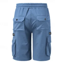 OUKU Men's Cargo Shorts Sweat Shorts Drawstring Elastic Waist Plain Breathable Soft Casual Weekend Fashion Streetwear Loose Fit Denim Blue Black Micro-elastic