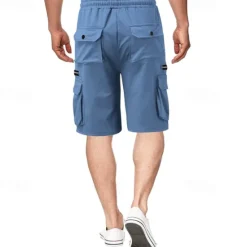 OUKU Men's Cargo Shorts Sweat Shorts Drawstring Elastic Waist Plain Breathable Soft Casual Weekend Fashion Streetwear Loose Fit Denim Blue Black Micro-elastic