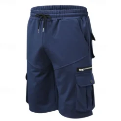 OUKU Men's Cargo Shorts Sweat Shorts Drawstring Elastic Waist Plain Breathable Soft Casual Weekend Fashion Streetwear Loose Fit Denim Blue Black Micro-elastic