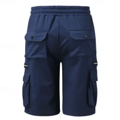 OUKU Men's Cargo Shorts Sweat Shorts Drawstring Elastic Waist Plain Breathable Soft Casual Weekend Fashion Streetwear Loose Fit Denim Blue Black Micro-elastic