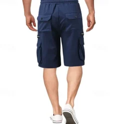 OUKU Men's Cargo Shorts Sweat Shorts Drawstring Elastic Waist Plain Breathable Soft Casual Weekend Fashion Streetwear Loose Fit Denim Blue Black Micro-elastic