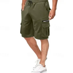 OUKU Men's Cargo Shorts Sweat Shorts Drawstring Elastic Waist Plain Breathable Soft Casual Weekend Fashion Streetwear Loose Fit Denim Blue Black Micro-elastic