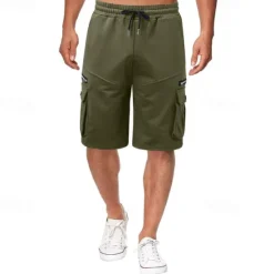 OUKU Men's Cargo Shorts Sweat Shorts Drawstring Elastic Waist Plain Breathable Soft Casual Weekend Fashion Streetwear Loose Fit Denim Blue Black Micro-elastic