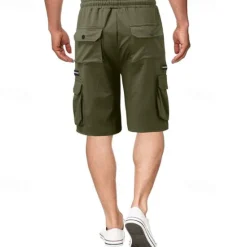 OUKU Men's Cargo Shorts Sweat Shorts Drawstring Elastic Waist Plain Breathable Soft Casual Weekend Fashion Streetwear Loose Fit Denim Blue Black Micro-elastic