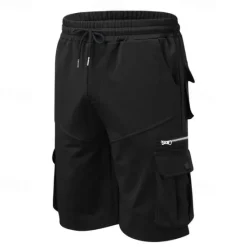 OUKU Men's Cargo Shorts Sweat Shorts Drawstring Elastic Waist Plain Breathable Soft Casual Weekend Fashion Streetwear Loose Fit Denim Blue Black Micro-elastic