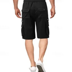 OUKU Men's Cargo Shorts Sweat Shorts Drawstring Elastic Waist Plain Breathable Soft Casual Weekend Fashion Streetwear Loose Fit Denim Blue Black Micro-elastic