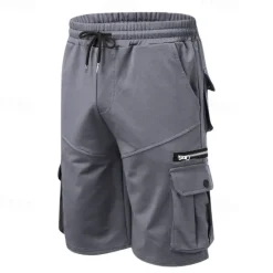 OUKU Men's Cargo Shorts Sweat Shorts Drawstring Elastic Waist Plain Breathable Soft Casual Weekend Fashion Streetwear Loose Fit Denim Blue Black Micro-elastic