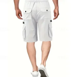 OUKU Men's Cargo Shorts Sweat Shorts Drawstring Elastic Waist Plain Breathable Soft Casual Weekend Fashion Streetwear Loose Fit Denim Blue Black Micro-elastic