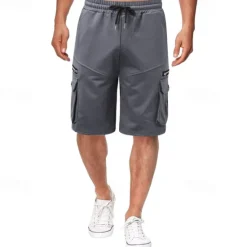 OUKU Men's Cargo Shorts Sweat Shorts Drawstring Elastic Waist Plain Breathable Soft Casual Weekend Fashion Streetwear Loose Fit Denim Blue Black Micro-elastic