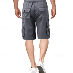 OUKU Men's Cargo Shorts Sweat Shorts Drawstring Elastic Waist Plain Breathable Soft Casual Weekend Fashion Streetwear Loose Fit Denim Blue Black Micro-elastic
