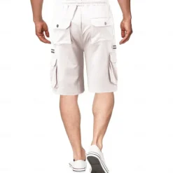 OUKU Men's Cargo Shorts Sweat Shorts Drawstring Elastic Waist Plain Breathable Soft Casual Weekend Fashion Streetwear Loose Fit Denim Blue Black Micro-elastic