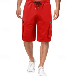 OUKU Men's Cargo Shorts Sweat Shorts Drawstring Elastic Waist Plain Breathable Soft Casual Weekend Fashion Streetwear Loose Fit Denim Blue Black Micro-elastic