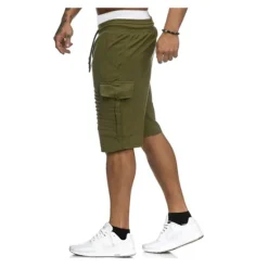 Clearance OUKU Men's Cargo Shorts Sweat Shorts Drawstring Elastic Waist Multi Pocket Plain Comfort Wearable Casual Daily Holiday Sports Fashion Black White